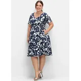 sheego Cocktailkleid Etuikleid Blau 52