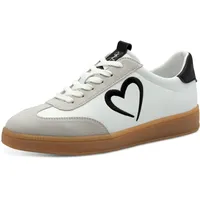 Marco Tozzi by Guido Maria Kretschmer Damen Sneaker flach mit Schnürsenkeln Freizeit, Weiß (White/Black), 40 EU