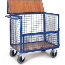 rollcart transportsysteme Drahtkastenwagen halb geklappt und vergittert mit Deckel