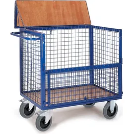 rollcart transportsysteme Drahtkastenwagen halb geklappt und vergittert mit Deckel