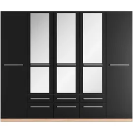 Priess Kleiderschrank PRIESS "Schrank Garderobe Wäscheschrank Barcelona in 5 Breiten", braun (eichefarben artisan, schwarz), B:230cm H:193cm T:54cm, Holzwerkstoff, Schränke, Kleiderschrank, viel Stauraum, geräumige Schubkästen, mit Spiegel, MADE IN GERMANY