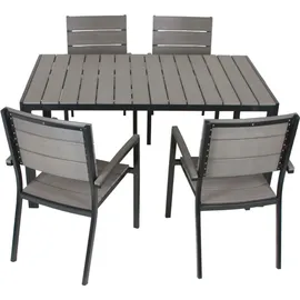 Garden Pleasure Sitzgruppe Olivia, anthrazit Holz, Metall, 5-teilig