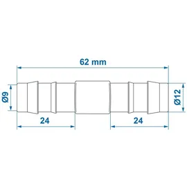 PRO PLUS Schlauchverbinder gerade 12 mm schwarz 2 Stück