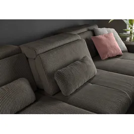 Set One by Musterring Ecksofa, grau (anthrazit), SET ONE BY MUSTERRING, Sofas, B/H/T: 307cm x 86cm x 195cm, Cord, Ottomane rechts, Sitzhöhe 49cm,Sitztiefenverstellung im 3-Sitzer,ohne Kopfteilverstellung,ohne Bettfunktion,ohne Bettkasten, 88% Polyester;12% Polyamid, Ecksofa,