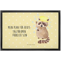 Fußmatte Waschbär – Gelb Pastell – Geschenk, gute Laune, Türmatte, Seifenblase, Mr. & Mrs. Panda, Höhe: 0.5 mm gelb Ø 0 cm x 80 cm x 60 cm x 0.5 mm