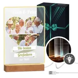 Maverton beleuchteter LED-Fotoaufsteller mit Echtholzsockel - personalisiertes LED-Acrylglas mit eigenem Foto für Paare - Glasbild zur Hochzeit zum Valentinstag - Größe: 21x32x4,5cm - Collage