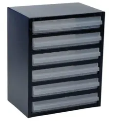 raaco Klarsicht-Magazin, HxBxT 440x360x250mm, 6 Schubladen, Gehäuse Stahlblech