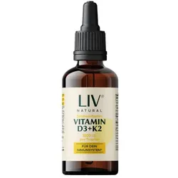 LIV Vitamin D3 + K2 Tropfen hochdosiert 100 % natürlich ohne Zusatzstoffe 30 ml