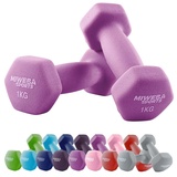 Miweba Sports Neopren Hantelset NKH100 | Profi Hantel - Hexagon Hanteln Set - Kurzhanteln - Kurzhantel Set - Gymnastikhanteln - Hantel Set - Dumbbell - 0,5-10 Kg (2X 1.0 kg, Pink)