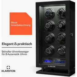 Verdon 8 Uhrenbeweger 8 Uhren 3 Modi 5 Geschwindigkeiten LED Fernbedienung Schwarz