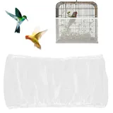 JEYORZY 1 pcs Vogelkäfig Abdeckung, Einstellbar Vogelkäfig Abdeckung, Vogelkäfig Samenfänger, Schutznetz für Vogelkäfig, Papageien Nylon Mesh Geeignet für Käfige mit einem Umfang von 112-150cm, Weiß-M
