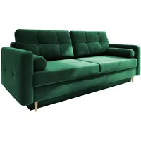 Fabryka Mebli Idźczak Schlafsofa Sofa Pastella Couch Ausklappbares Sofa Schlaffunktion Bettkasten - Kissen Bettzeugbehälter Hilfsautomat - Wohnzimmer Gästezimmer Modern Design (Kronos 19 Grün)