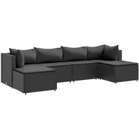 vidaXL 6-tlg Garten-Lounge-Set mit Kissen Schwarz Poly Rattan Modell 34