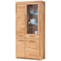 Lomadox - Vitrinenschrank mit LED-Beleuchtung, Kernbuche massiv geölt, FOSSANO-06
