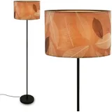 Briloner - Stehlampe mit Blätterdekor, Ein/Aus Fußtaster, E27, max. 10W, Boho, aesthetic, Stehleuchte, Leselampe, Wohnzimmerlampe, Standleuchte, Dekolampe, 35 x 161 cm (DxH), Caffefarben