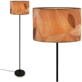 Briloner - Stehlampe mit Blätterdekor, Ein/Aus Fußtaster, E27, max. 10W, Boho, aesthetic, Stehleuchte, Leselampe, Wohnzimmerlampe, Standleuchte, Dekolampe, 35 x 161 cm (DxH), Caffefarben