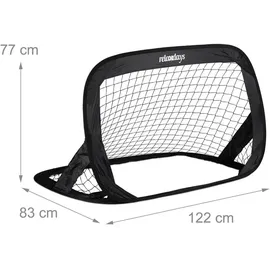 Relaxdays Pop Up Tore 2er Set, faltbare Fußballtore für Garten, Kindertor mit Tasche, HBT: 77 x 122 x 83 cm, schwarz