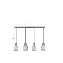 GLOBO Pendelleuchte 4-flg. 60 cm rechteckig Glas braun