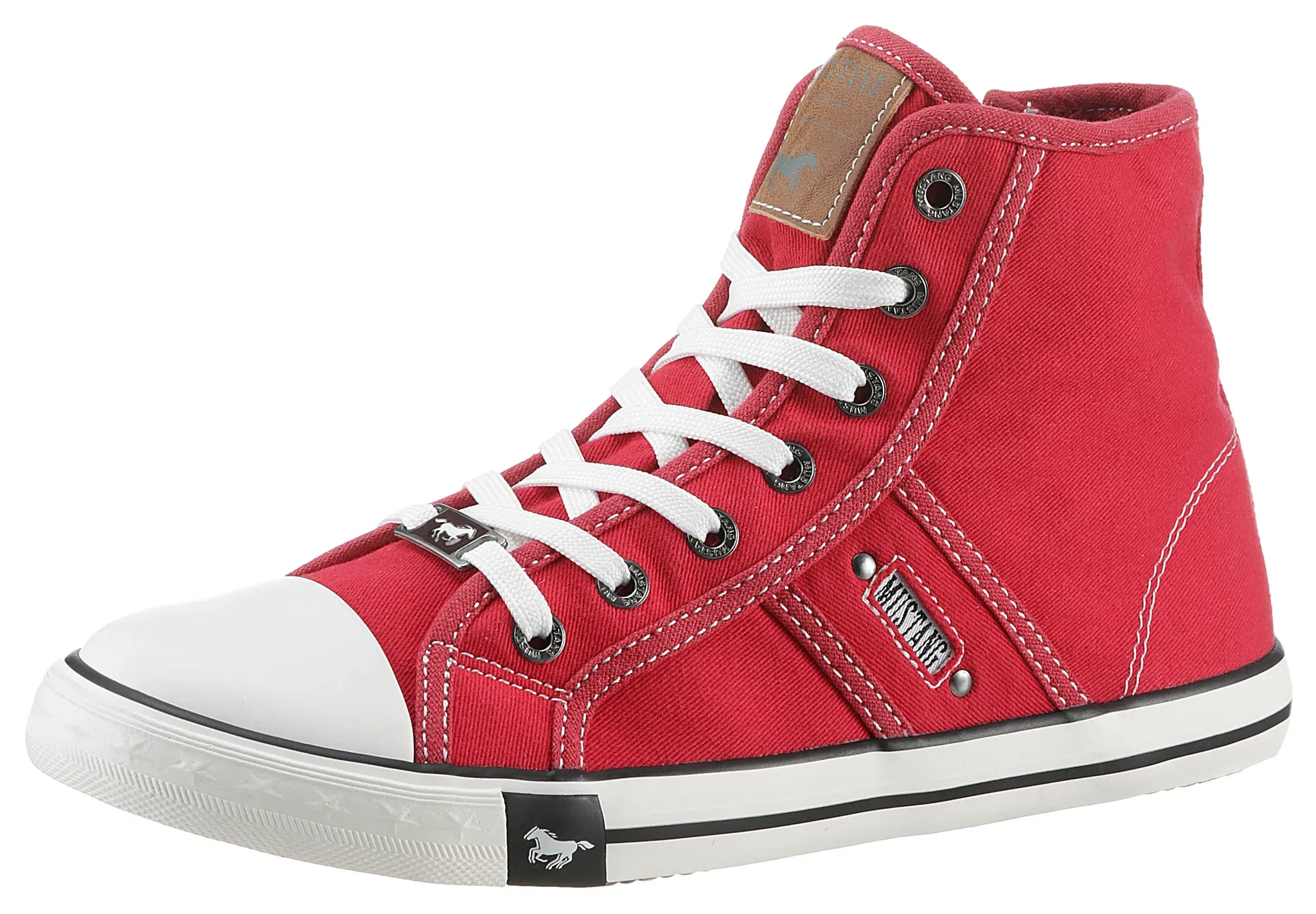 Mustang Shoes Sneaker »High-Top-Sneaker, Freizeitschuh«, High Top-Sneaker, Schnürschuh mit Label in der Laufsohle Mustang Shoes rot 38