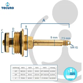 tecuro Ventil Oberteil 1/2 Zoll, für Unterputz-ventile - Messing blank