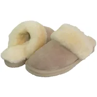 Lammfell Hausschuhe Slipper Damen Lammfell Pantoffeln Hüttenschuhe Sand beige...