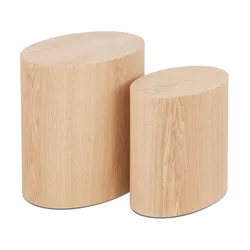 Beistelltisch Set aus Natürlichem Eschenholz | Organische Baumstamm Couchtische Nesting | Wohnzimmer Beistelltische mit Holzmaserung | Kadima Design
