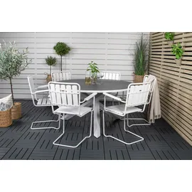 VCM Copacabana Esstisch Ø140cm weiß grau. - Grau