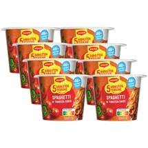 MAGGI 5 Minuten Terrine Spaghetti in Tomatensauce, leckeres Fertiggericht, Instant-Nudeln, 8er Pack (8 x 60g)