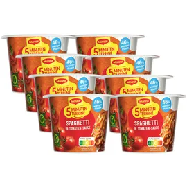 MAGGI 5 Minuten Terrine Spaghetti in Tomatensauce, leckeres Fertiggericht, Instant-Nudeln, 8er Pack (8 x 60g)