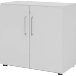 bümö Aktenschrank abschließbar, Büroschrank Holz 80cm breit in grau - abschließbarer Schrank mit Aktenregal für's Büro & Arbeitszimmer, Büro Möbel