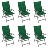 vidaXL Verstellbare Gartenstühle 6 Stk. mit Auflagen Massivholz Akazie