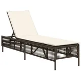 vidaXL Gartenliege Sonnenliege mit Auflage Braun Poly Rattan, 1 St. braun