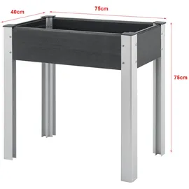 [en.casa] Hochbeet Beverwijk 75 x 40 x 75 cm Dunkelgrau