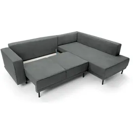 Selsey Eckcouch Easy-Clean-Velours 2-Sitzer Dunkelgrau