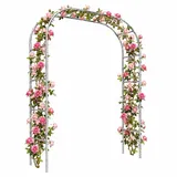 Gartenbogen Hochbelastbar, Rosenbogen Wetterbeständig/Sonnenschutz, Rankbogen Edelstahl, Einfach zu Installierens Dekorativer Rosenbogen Metall für Kletterpflanzen(25mm,W 3.2 M x H 2.4 M)
