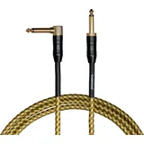 Cascha Professional Line Guitar Cable, Angled, Tweed Natural, 3m