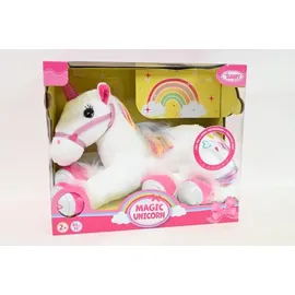 Bayer Design 69536AA Plüsch Einhorn mit Licht, Sound, Funktion, Stofftier, Kuscheltier, Regenbogen Haare,
