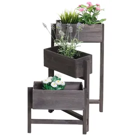 Mendler Pflanzregal T275 65 x 108 x 15 cm Grau-Braun