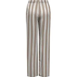 Only Schlupfhose "ONLGOA MW LINEN BL PULL-UP PANT CC PNT", Damen, Gr. S (36), Länge 32, cloud dancer stripes:oxford tan, Web, Obermaterial: 70% Viskose, 30% Leinen, gestreift, regular fit lang, Hosen Schlupfhose, mit Leinen