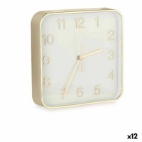 Gift Decor Uhr Wanduhr karriert Gold Glas Kunststoff 19 x 19 x 3,5 cm 12 Stück Wohnzi goldfarben