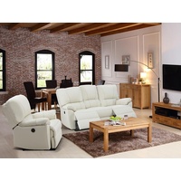 Relaxsofa 3-Sitzer elektrisch - Leder - Elfenbein - MARCIS