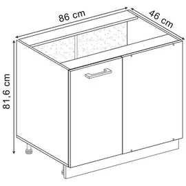 Vicco Eckunterschrank R-Line 86 x 46 x 81,5 cm Weiß
