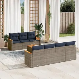 vidaXL Gartensofa-Set mit Kissen, grau, Polyrattan