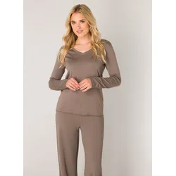 V-Ausschnitt-Pullover, mit V-Ausschnitt, Gr. 42, dark taupe, , 92652126-42