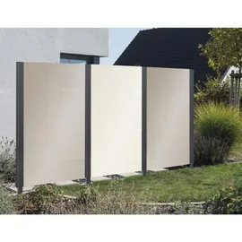 BM Massivholz Abschlusselement Zaun 103 x 180/120 cm Creme/Glas