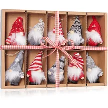 Brubaker 10-teiliges Set Weihnachtsgnome aus Holz und Strick
