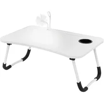 ML-Design Laptoptisch fürs Bett/sofa, Weiß, 60x40 cm, Betttisch klappbar Notebook Tisch mit 4 USB Ladeanschluss, Schublade, Usb-lampe, Lüfter, Tablet Ständer, Getränkehalter, Laptopständer Lapdesks