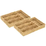 Homcom Aufbewahrungskorb 2er-Set geflochten aus Wasserhyazinthe 26 x 36 x 5 cm Naturholz