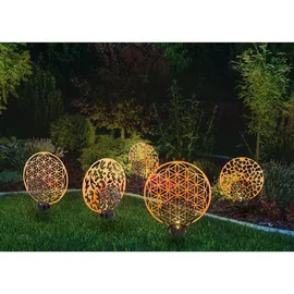 bmf-versand Solarleuchte Garten Kreis 2er Set 30 cm Solarlampe Außen Außenleuchte Solar - Schwarz
