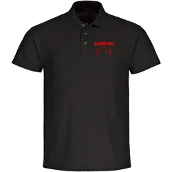 multifanshop Poloshirt - Augsburg - Herzschlag - Druck rot - Polo